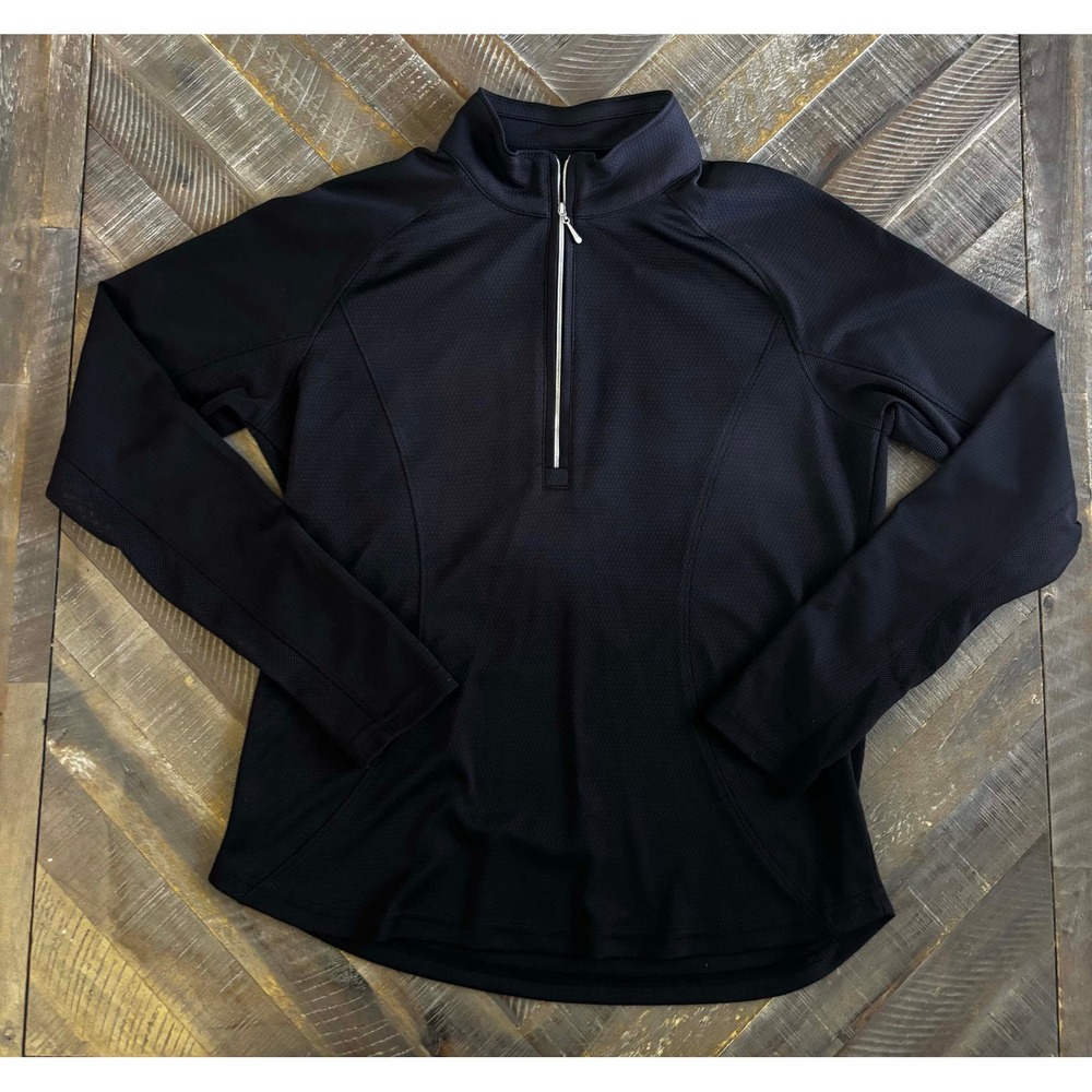 Pebble Beach Dry-Luxe Performance Women's Quarter Zip Pullover Black Golf Top M